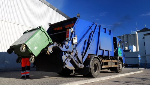 Builders skip delivered to a construction site in Shortlands